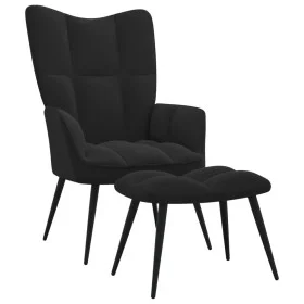 Silla de relajación con reposapiés terciopelo negro de vidaXL, Sillones - Ref: Foro24-328090, Precio: 116,54 €, Descuento: %