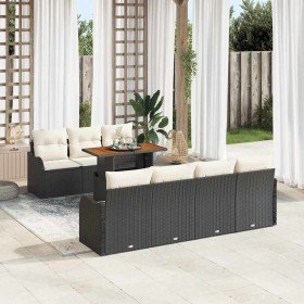 Conjunto de sofá de jardín 8 pcs Negro Poliratán