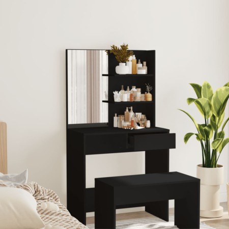 Tocador con espejo negro 74,5x40x141 cm de vidaXL, Tocadores para dormitorios - Ref: Foro24-802805, Precio: 77,27 €, Descuent...