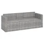 Sofá de jardín de 3 plazas con cojines ratán sintético gris de vidaXL, Sofás de exterior - Ref: Foro24-362328, Precio: 216,48...