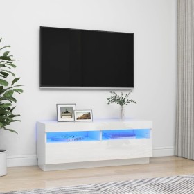 Mueble de TV con luces LED blanco brillante 100x35