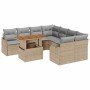 Conjunto de sofá de jardín 9 pcs Beige Poliratán