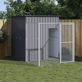 Doghouse with corral gray galvanized steel 165x251x181 cm by vidaXL, Dog kennels - Ref: Foro24-172365, Price: 422,30 €, Disco...
