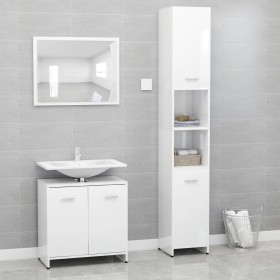 3-piece bathroom furniture set in white gloss engineered wood by vidaXL, Bathroom furniture - Ref: Foro24-3056922, Price: 154...