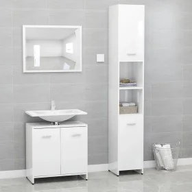 3-teiliges Badmöbel-Set aus Holzwerkstoff weiß glänzend von vidaXL, Badezimmermöbel - Ref: Foro24-3056922, Preis: 146,22 €, R...