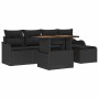 Conjunto de sofá de jardín 6 pcs Negro Poliratán