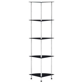 Estantería 5 niveles cristal templado negro 30x30x130 cm