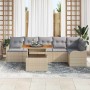 Conjunto de sofá de jardín 7 pcs Beige Poliratán