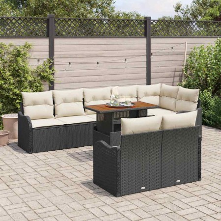 Conjunto de sofá de jardín 9 pcs Negro Poliratán
