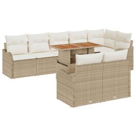 Conjunto de sofá de jardín 9 pcs Beige Poliratán