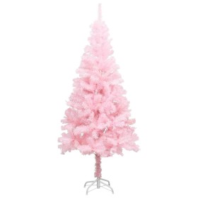 Árbol de Navidad artificial con soporte rosa PVC 210 cm