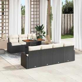 Conjunto de sofá de jardín 8 pcs Negro Poliratán