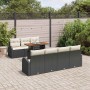 Conjunto de sofá de jardín 8 pcs Negro Poliratán