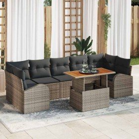 Conjunto de sofá de jardín 8 pcs Gris Poliratán