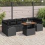 Conjunto de sofá de jardín 8 pcs Negro Poliratán