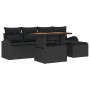 Conjunto de sofá de jardín 6 pcs Negro Poliratán