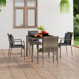 Sillas de jardín con cojines 4 unidades ratán sintético gris by vidaXL, Garden sets - Ref: Foro24-319880, Price: 254,51 €, Di...