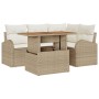 Conjunto de sofá de jardín 5 pcs Beige Poliratán