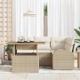 Conjunto de sofá de jardín 5 pcs Beige Poliratán