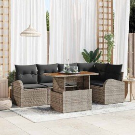 Conjunto de sofá de jardín 6 pcs Gris Poliratán