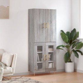 Aparador alto madera contrachapada gris sonoma 69,5x34x180 cm