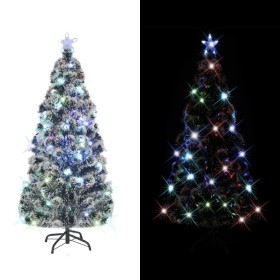 Árbol de Navidad artificial con soporte/LED 210 cm fibra óptica