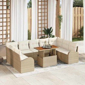 Conjunto de sofá de jardín 10 pcs Beige Poliratán en Conjuntos de jardín | Comprar online en Foro24