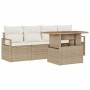Conjunto de sofá de jardín 5 pcs Beige Poliratán