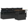 Conjunto de sofá de jardín 5 pcs Negro Poliratán