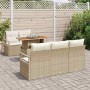 Conjunto de sofá de jardín 6 pcs Beige Poliratán