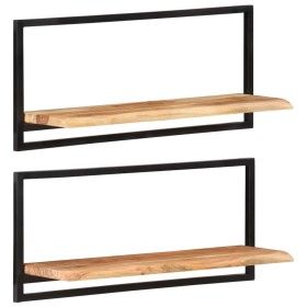 Wandregale 2 Einheiten aus massivem Akazienholz 80x25x35 cm von vidaXL, Regale und Regale - Ref: Foro24-338458, Preis: 78,90 ...