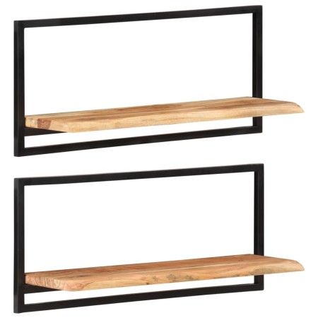 Wandregale 2 Einheiten aus massivem Akazienholz 80x25x35 cm von vidaXL, Regale und Regale - Ref: Foro24-338458, Preis: 78,82 ...