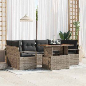 Conjunto de sofá de jardín 7 pcs Gris Poliratán en Conjuntos de jardín | Comprar online en Foro24
