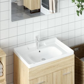 Lavabo de baño rectangular cerámica blanco 71x48x23 cm