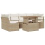 Conjunto de sofá de jardín 7 pcs Beige Poliratán