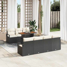Conjunto de sofá de jardín 8 pcs Negro Poliratán