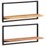 Wandregale 2 Einheiten aus massivem Akazienholz 80x25x35 cm von vidaXL, Regale und Regale - Ref: Foro24-338458, Preis: 78,82 ...