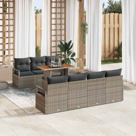 Conjunto de sofá de jardín 8 pcs Gris Poliratán Conjunto de sofá de jardín 8 pcs Gris Poliratán