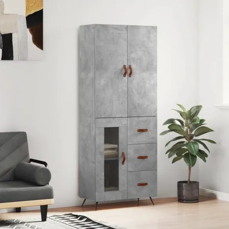 Tall plywood gray concrete sideboard 69.5x34x180 cm by vidaXL, Sideboards - Ref: Foro24-3195935, Price: 171,13 €, Discount: %