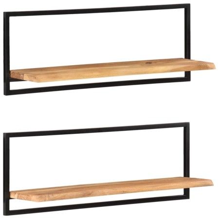Wandregale 2 Stück massives Akazienholz 100x24x35 cm von vidaXL, Regale und Regale - Ref: Foro24-338457, Preis: 89,43 €, Raba...