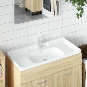 Lavabo de baño rectangular cerámica blanco 100x48x23 cm