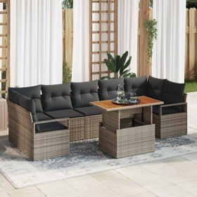 Conjunto de sofá de jardín 8 pcs Gris Poliratán