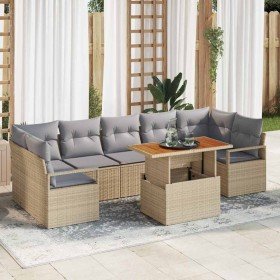 Conjunto de sofá de jardín 8 pcs Beige Poliratán