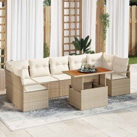 Conjunto de sofá de jardín 8 pcs Beige Poliratán Conjunto de sofá de jardín 8 pcs Beige Poliratán