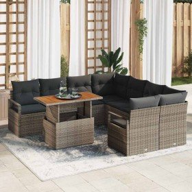 Conjunto de sofá de jardín 9 pcs Gris Poliratán en Conjuntos de jardín | Comprar online en Foro24