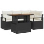 Conjunto de sofá de jardín 5 pcs Negro Poliratán