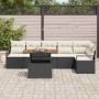 Conjunto de sofá de jardín 7 pcs Negro Poliratán