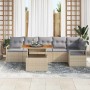 Conjunto de sofá de jardín 7 pcs Beige Poliratán