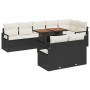 Conjunto de sofá de jardín 9 pcs Negro Poliratán