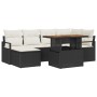 Conjunto de sofá de jardín 7 pcs Negro Poliratán